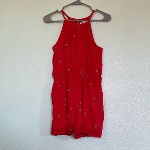 Red Floral Halter Romper